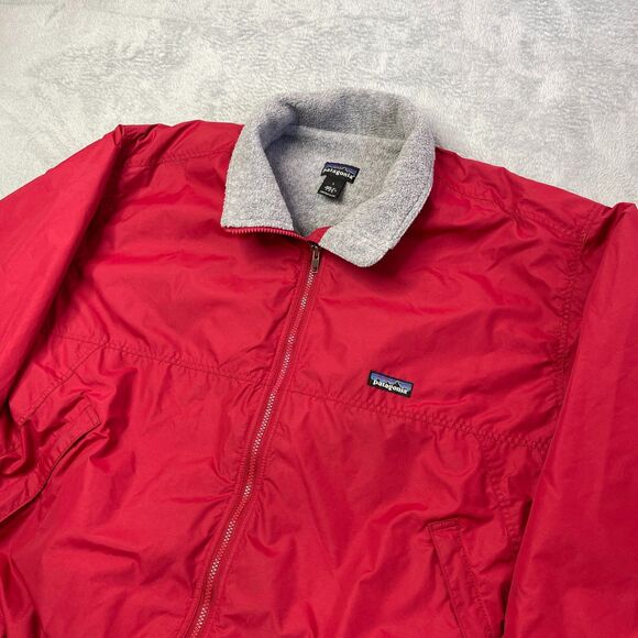 Vintage 90s Patagonia Red Fleece-Lined Bomber Jacket L Made‎ in USA Synchilla - Picture 2 of 14